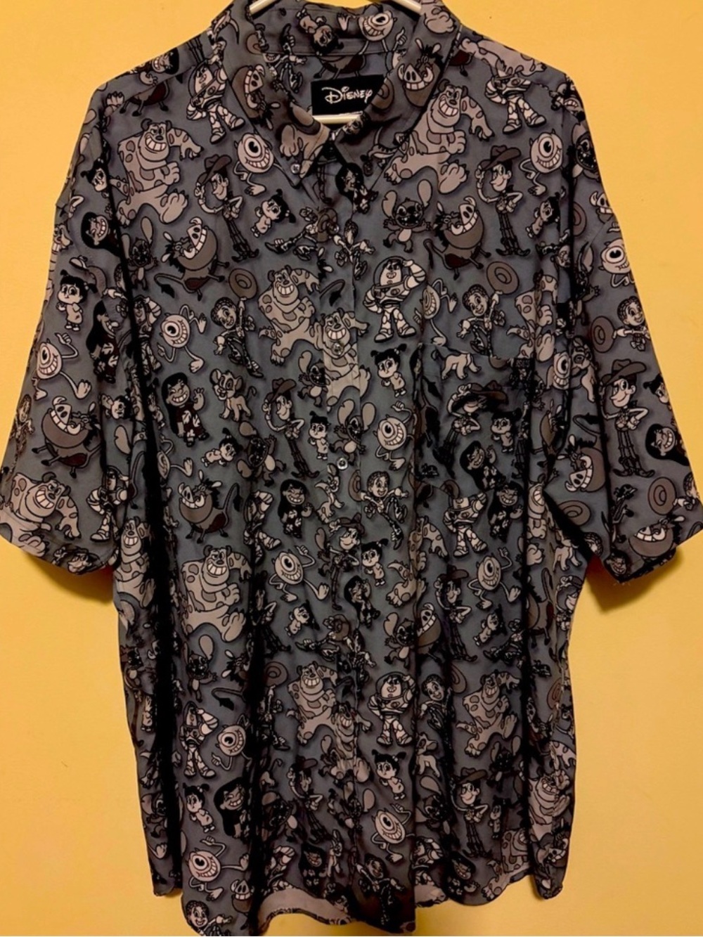 RSVLTS Disney 100 “Pie-Eyed Party” Kunuflex Gray and Black Button-Up Shirt